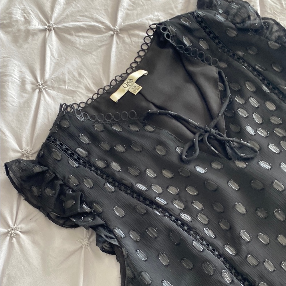 Black Ruffled Women's Top - Picture 4 of 7